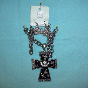 Cross necklace and matching earrings